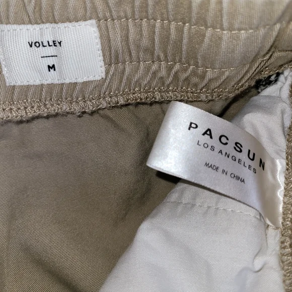 Pacsun Volley 6 Inch Shorts Size Medium Khaki Pull On Drawstring - Picture 10 of 16